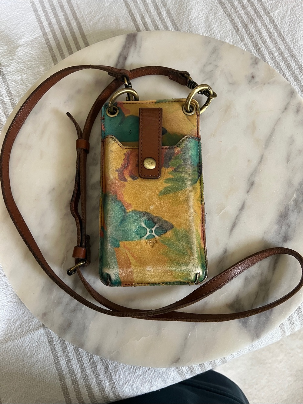 Patricia Nash Leather Phone Crossbody Wallet. Pre owned.